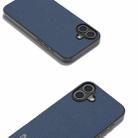 For iPhone 16 Plus ABEEL Genuine Leather + PC Litchi Texture Phone Case(Blue) - 3