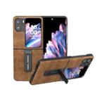 For OPPO Find N2 Flip ABEEL Retro Litchi Texture PU Phone Case with Holder(Brown) - 1