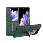 For OPPO Find N2 Flip ABEEL Genuine Leather Ostrich Texture Phone Case with Holder(Green) - 1