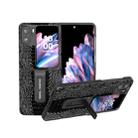 For OPPO Find N2 Flip ABEEL Genuine Leather Weilai Series Phone Case with Holder(Black) - 1