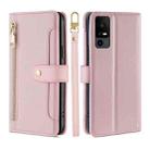 For TCL 40 XE 5G / 40X 5G Lite Sheep Texture Cross-body Zipper Wallet Leather Phone Case(Pink) - 1