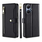 For Infinix Hot 30i 4G Sheep Texture Cross-body Zipper Wallet Leather Phone Case(Black) - 1