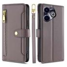 For Infinix Hot 40i Sheep Texture Cross-body Zipper Wallet Leather Phone Case(Grey) - 1