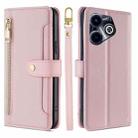 For Infinix Hot 40i Sheep Texture Cross-body Zipper Wallet Leather Phone Case(Pink) - 1