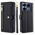 For Infinix Note 40 4G Sheep Texture Cross-body Zipper Wallet Leather Phone Case(Black) - 1
