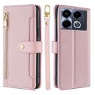 For Infinix Note 40 4G Sheep Texture Cross-body Zipper Wallet Leather Phone Case(Pink) - 1