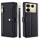 For Infinix Note 40 Pro 4G Sheep Texture Cross-body Zipper Wallet Leather Phone Case(Black) - 1