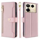 For Infinix Note 40 Pro 4G Sheep Texture Cross-body Zipper Wallet Leather Phone Case(Pink) - 1