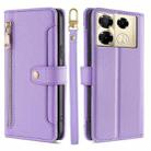 For Infinix Note 40 Pro 4G Sheep Texture Cross-body Zipper Wallet Leather Phone Case(Purple) - 1