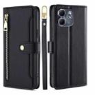 For Infinix Hot 50i 4G Sheep Texture Cross-body Zipper Wallet Leather Phone Case(Black) - 1