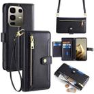 For Infinix Note 50 Pro+ 5G Sheep Texture Cross-body Zipper Wallet Leather Phone Case(Black) - 1