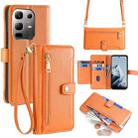 For Infinix Note 50x 5G Sheep Texture Cross-body Zipper Wallet Leather Phone Case(Orange) - 1