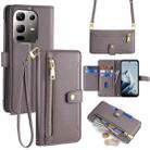 For Infinix Note 50x 5G Sheep Texture Cross-body Zipper Wallet Leather Phone Case(Grey) - 1