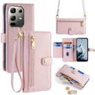 For Infinix Note 50x 5G Sheep Texture Cross-body Zipper Wallet Leather Phone Case(Pink) - 1