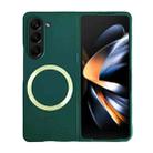 For Samsung Galaxy Z Fold5 Skin Feel Magsafe Magnetic Shockproof PC Phone Case(Dark Green) - 1