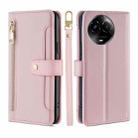 For Realme 11 5G Global / 11x 5G Sheep Texture Cross-body Zipper Wallet Leather Phone Case(Pink) - 1
