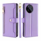 For Realme 11 4G Sheep Texture Cross-body Zipper Wallet Leather Phone Case(Purple) - 1