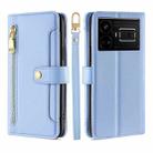 For Realme GT5 240W Sheep Texture Cross-body Zipper Wallet Leather Phone Case(Blue) - 1