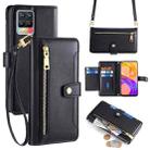 For Realme 8 / 8 Pro Sheep Texture Cross-body Zipper Wallet Leather Phone Case(Black) - 1