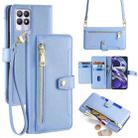 For Realme 8i Sheep Texture Cross-body Zipper Wallet Leather Phone Case(Blue) - 1