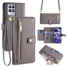 For Realme 8i Sheep Texture Cross-body Zipper Wallet Leather Phone Case(Grey) - 1