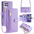 For Realme 8i Sheep Texture Cross-body Zipper Wallet Leather Phone Case(Purple) - 1