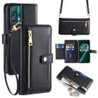 For Realme 9 Pro Sheep Texture Cross-body Zipper Wallet Leather Phone Case(Black) - 1