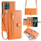 For Realme 9 Pro Sheep Texture Cross-body Zipper Wallet Leather Phone Case(Orange) - 1