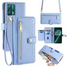 For Realme 9 Pro Sheep Texture Cross-body Zipper Wallet Leather Phone Case(Blue) - 1