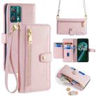 For Realme 9 Pro Sheep Texture Cross-body Zipper Wallet Leather Phone Case(Pink) - 1