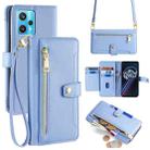 For Realme 9 Pro+ Sheep Texture Cross-body Zipper Wallet Leather Phone Case(Blue) - 1