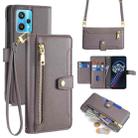 For Realme 9 Pro+ Sheep Texture Cross-body Zipper Wallet Leather Phone Case(Grey) - 1