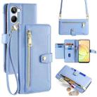For Realme 10 4G Sheep Texture Cross-body Zipper Wallet Leather Phone Case(Blue) - 1