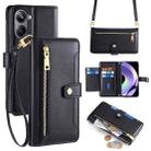 For Realme 10 Pro 5G Sheep Texture Cross-body Zipper Wallet Leather Phone Case(Black) - 1