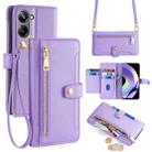 For Realme 10 Pro 5G Sheep Texture Cross-body Zipper Wallet Leather Phone Case(Purple) - 1