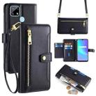 For Realme C12 / Narzo 20 Sheep Texture Cross-body Zipper Wallet Leather Phone Case(Black) - 1