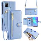 For Realme C12 / Narzo 20 Sheep Texture Cross-body Zipper Wallet Leather Phone Case(Blue) - 1