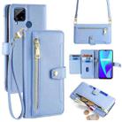 For Realme C15 Sheep Texture Cross-body Zipper Wallet Leather Phone Case(Blue) - 1