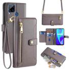 For Realme C15 Sheep Texture Cross-body Zipper Wallet Leather Phone Case(Grey) - 1