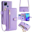 For Realme C15 Sheep Texture Cross-body Zipper Wallet Leather Phone Case(Purple) - 1