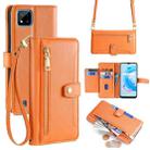 For Realme C20 Sheep Texture Cross-body Zipper Wallet Leather Phone Case(Orange) - 1