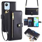 For Realme C30 4G / Narzo 50i Prime Sheep Texture Cross-body Zipper Wallet Leather Phone Case(Black) - 1