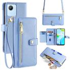 For Realme C30 4G / Narzo 50i Prime Sheep Texture Cross-body Zipper Wallet Leather Phone Case(Blue) - 1
