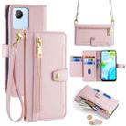 For Realme C30 4G / Narzo 50i Prime Sheep Texture Cross-body Zipper Wallet Leather Phone Case(Pink) - 1