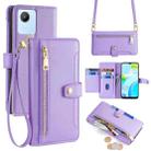 For Realme C30 4G / Narzo 50i Prime Sheep Texture Cross-body Zipper Wallet Leather Phone Case(Purple) - 1