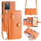 For Realme C31 Sheep Texture Cross-body Zipper Wallet Leather Phone Case(Orange) - 1