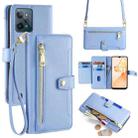 For Realme C31 Sheep Texture Cross-body Zipper Wallet Leather Phone Case(Blue) - 1