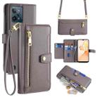 For Realme C31 Sheep Texture Cross-body Zipper Wallet Leather Phone Case(Grey) - 1