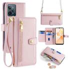 For Realme C31 Sheep Texture Cross-body Zipper Wallet Leather Phone Case(Pink) - 1