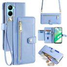 For Realme C33 4G Sheep Texture Cross-body Zipper Wallet Leather Phone Case(Blue) - 1